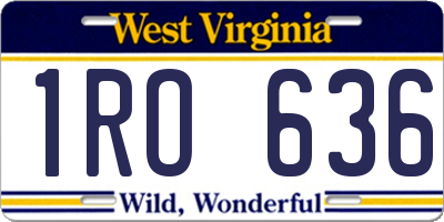 WV license plate 1RO636