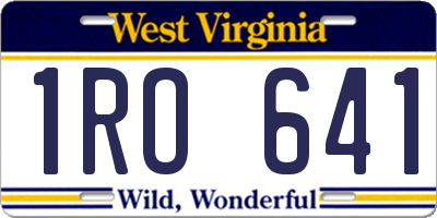 WV license plate 1RO641