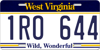 WV license plate 1RO644