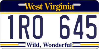 WV license plate 1RO645