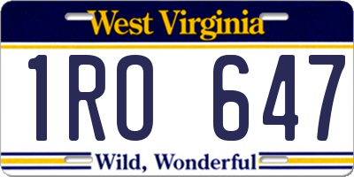 WV license plate 1RO647