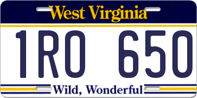 WV license plate 1RO650