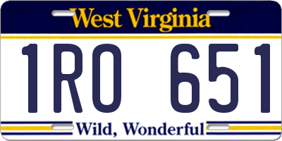 WV license plate 1RO651