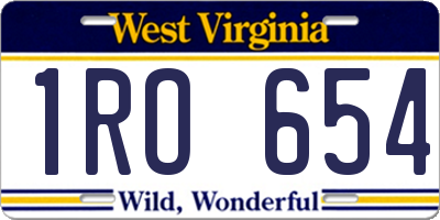WV license plate 1RO654