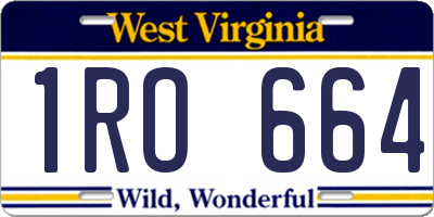 WV license plate 1RO664