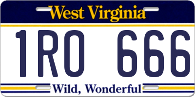 WV license plate 1RO666