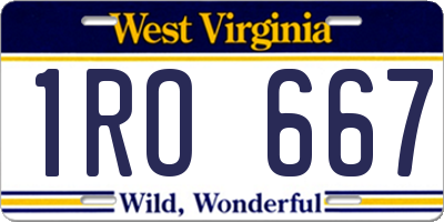 WV license plate 1RO667