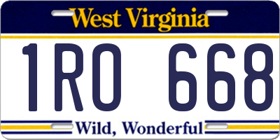 WV license plate 1RO668
