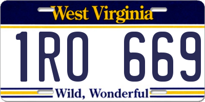 WV license plate 1RO669