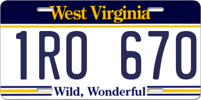 WV license plate 1RO670