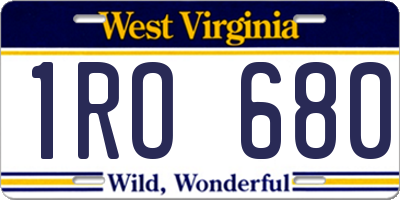 WV license plate 1RO680