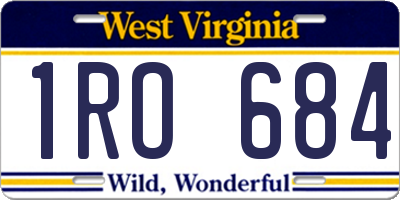 WV license plate 1RO684
