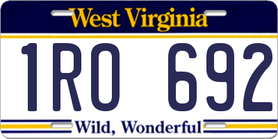WV license plate 1RO692