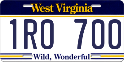 WV license plate 1RO700