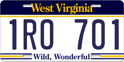 WV license plate 1RO701