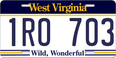 WV license plate 1RO703