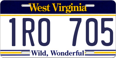WV license plate 1RO705