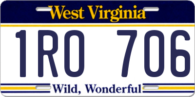 WV license plate 1RO706