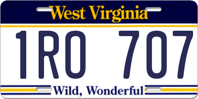 WV license plate 1RO707