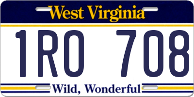 WV license plate 1RO708