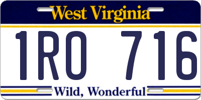WV license plate 1RO716