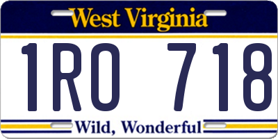 WV license plate 1RO718