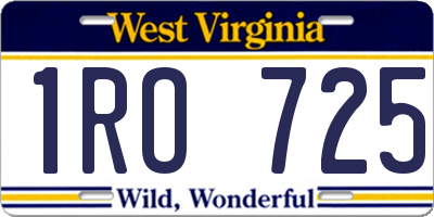 WV license plate 1RO725