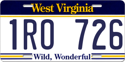 WV license plate 1RO726