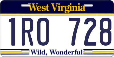 WV license plate 1RO728