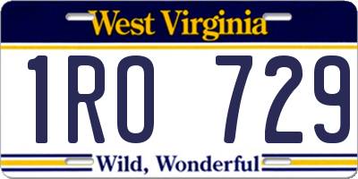 WV license plate 1RO729