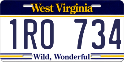 WV license plate 1RO734