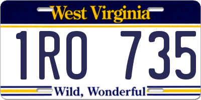 WV license plate 1RO735