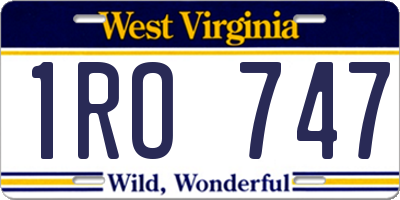 WV license plate 1RO747