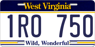 WV license plate 1RO750