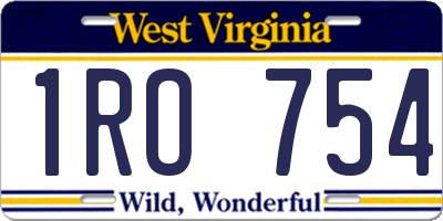 WV license plate 1RO754