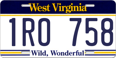 WV license plate 1RO758