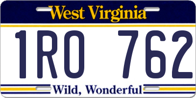 WV license plate 1RO762