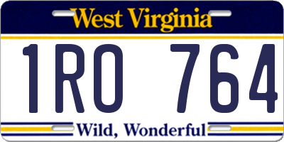WV license plate 1RO764
