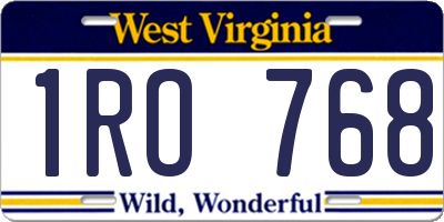 WV license plate 1RO768