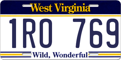 WV license plate 1RO769