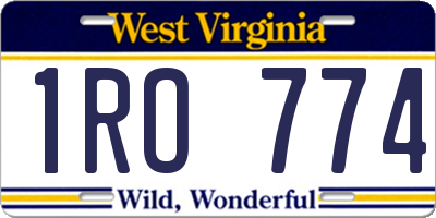 WV license plate 1RO774