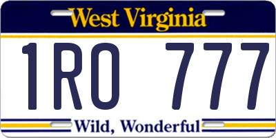 WV license plate 1RO777