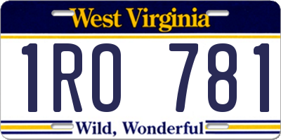 WV license plate 1RO781