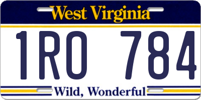 WV license plate 1RO784