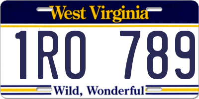 WV license plate 1RO789