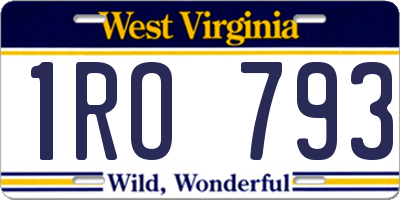 WV license plate 1RO793