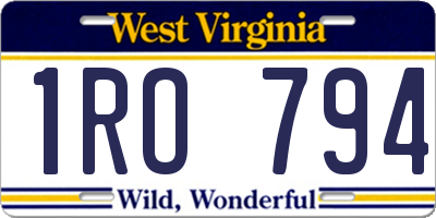 WV license plate 1RO794