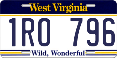WV license plate 1RO796