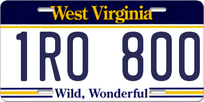 WV license plate 1RO800