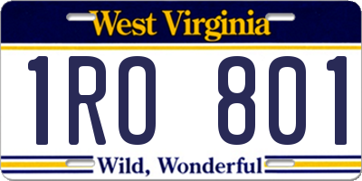 WV license plate 1RO801